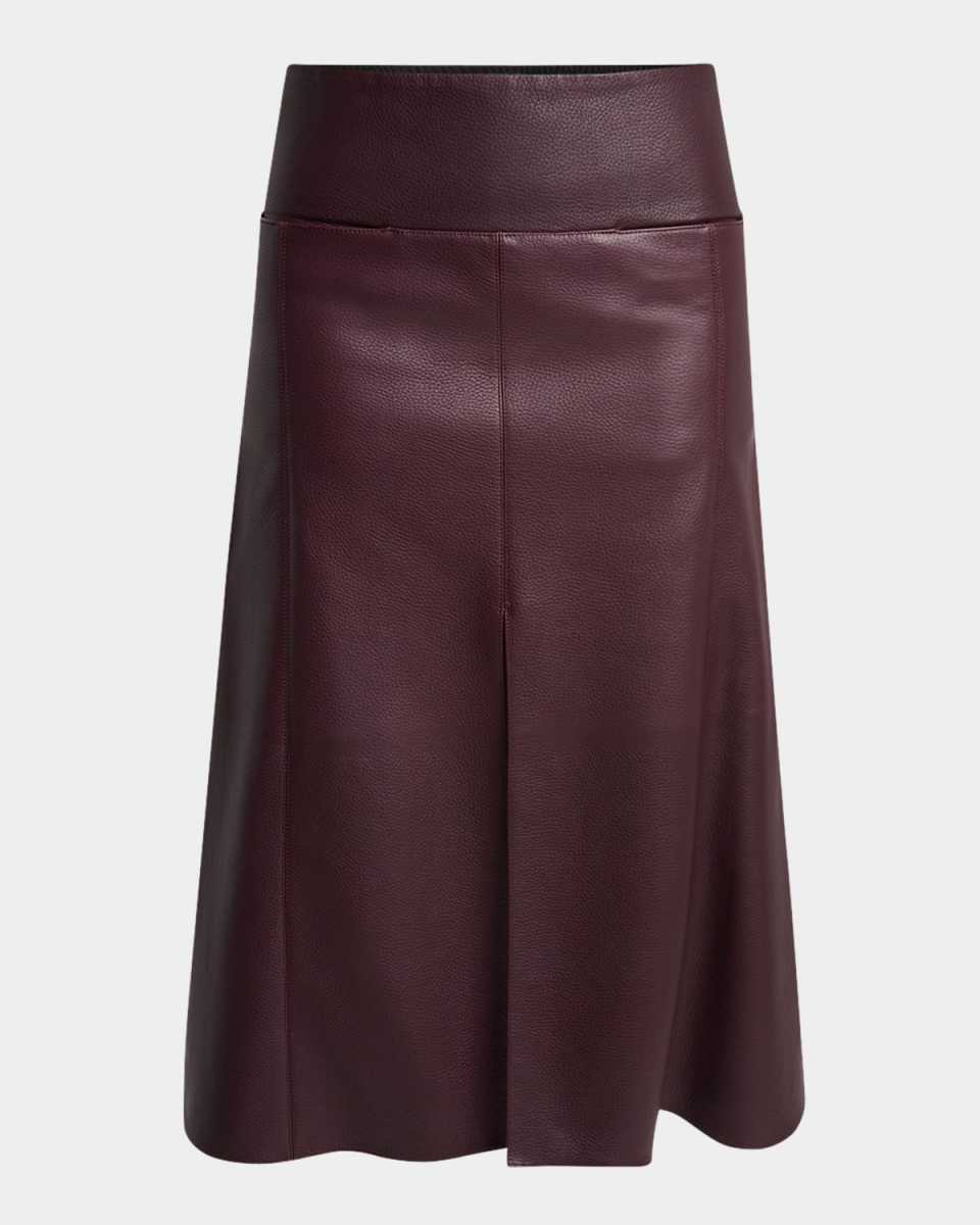 Leather Slit Midi Skirt